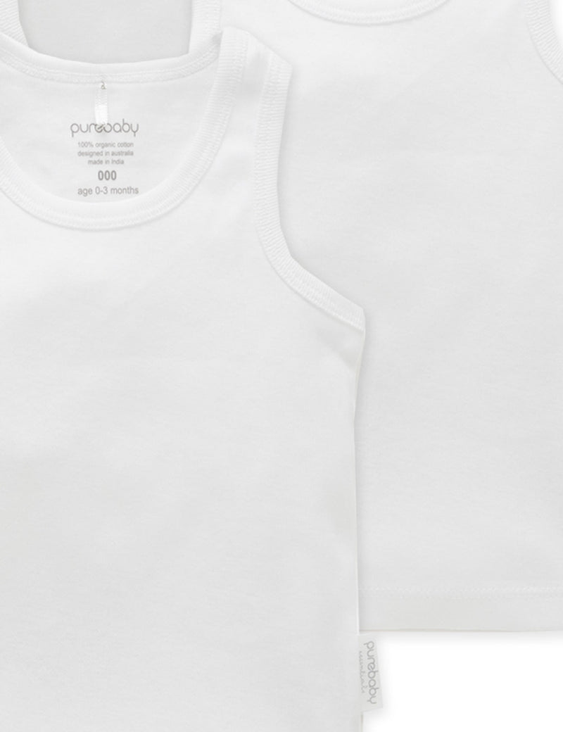 4 Pack Rib Singlet - White Pack