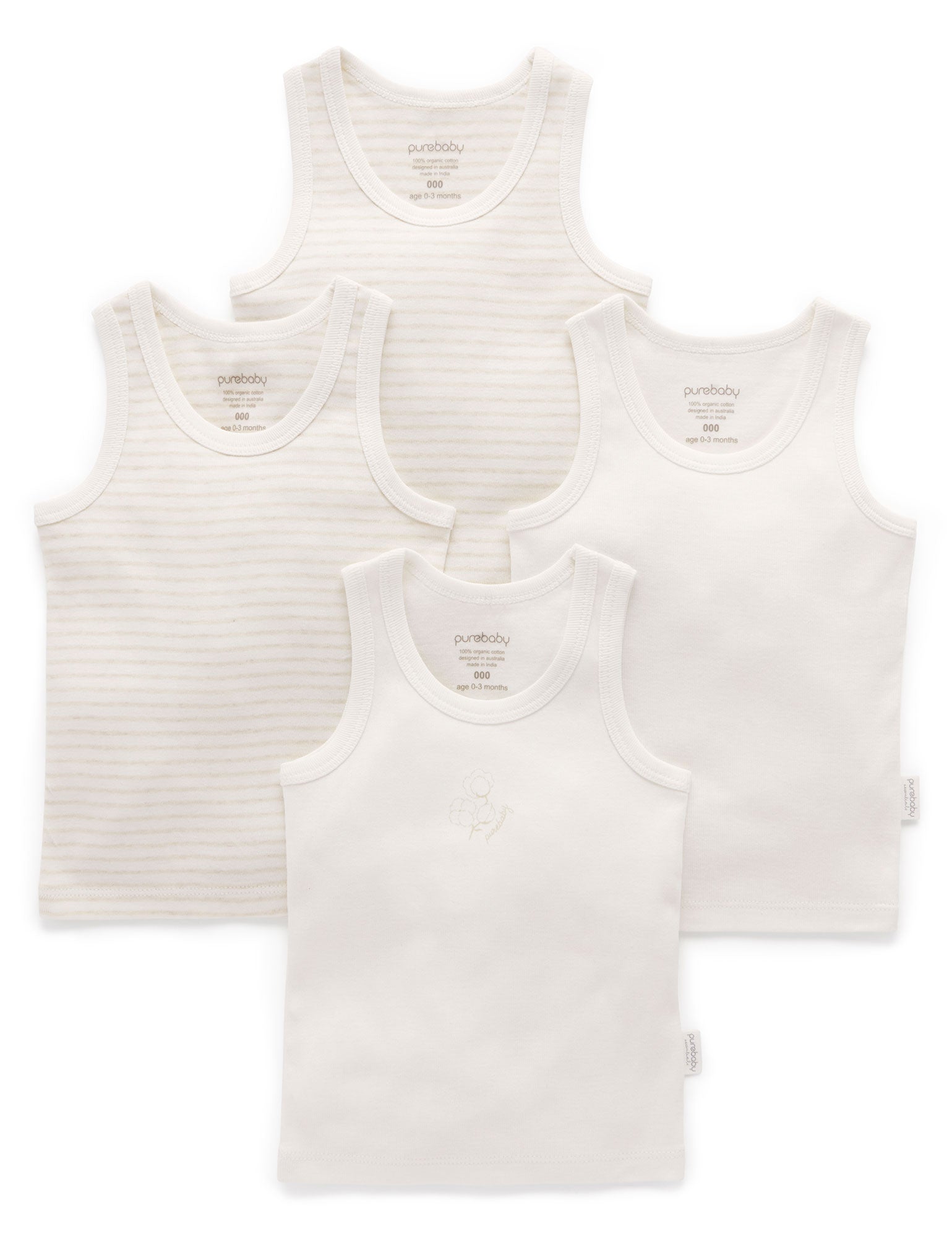 4 Pack Rib Singlet - Wheat Pack