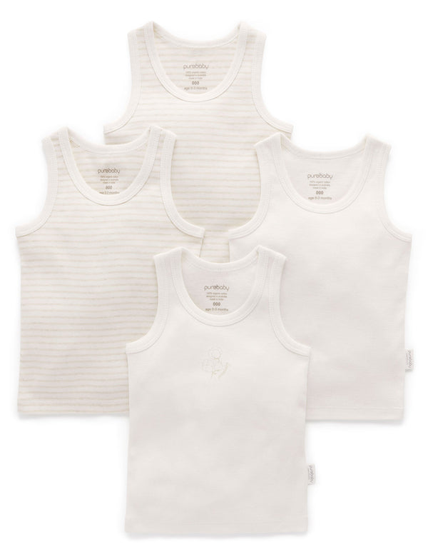 4 Pack Rib Singlet - Wheat Pack