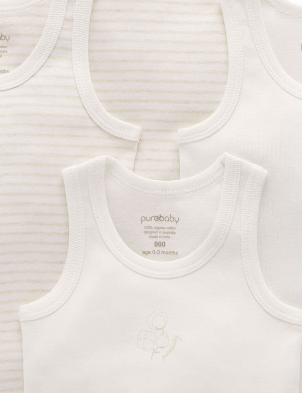 4 Pack Rib Singlet - Wheat Pack