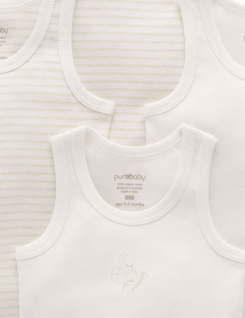 4 Pack Rib Singlet - Wheat Pack