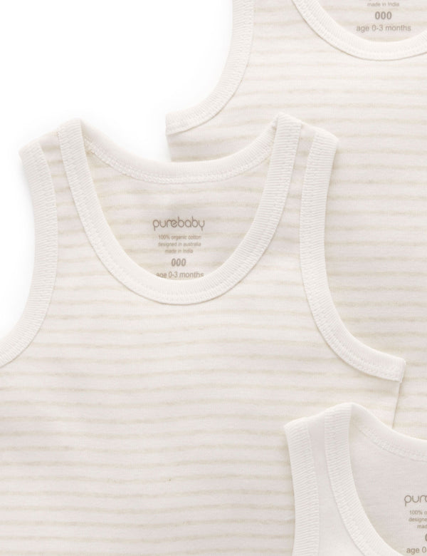 4 Pack Rib Singlet - Wheat Pack