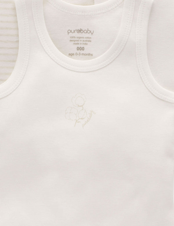4 Pack Rib Singlet - Wheat Pack
