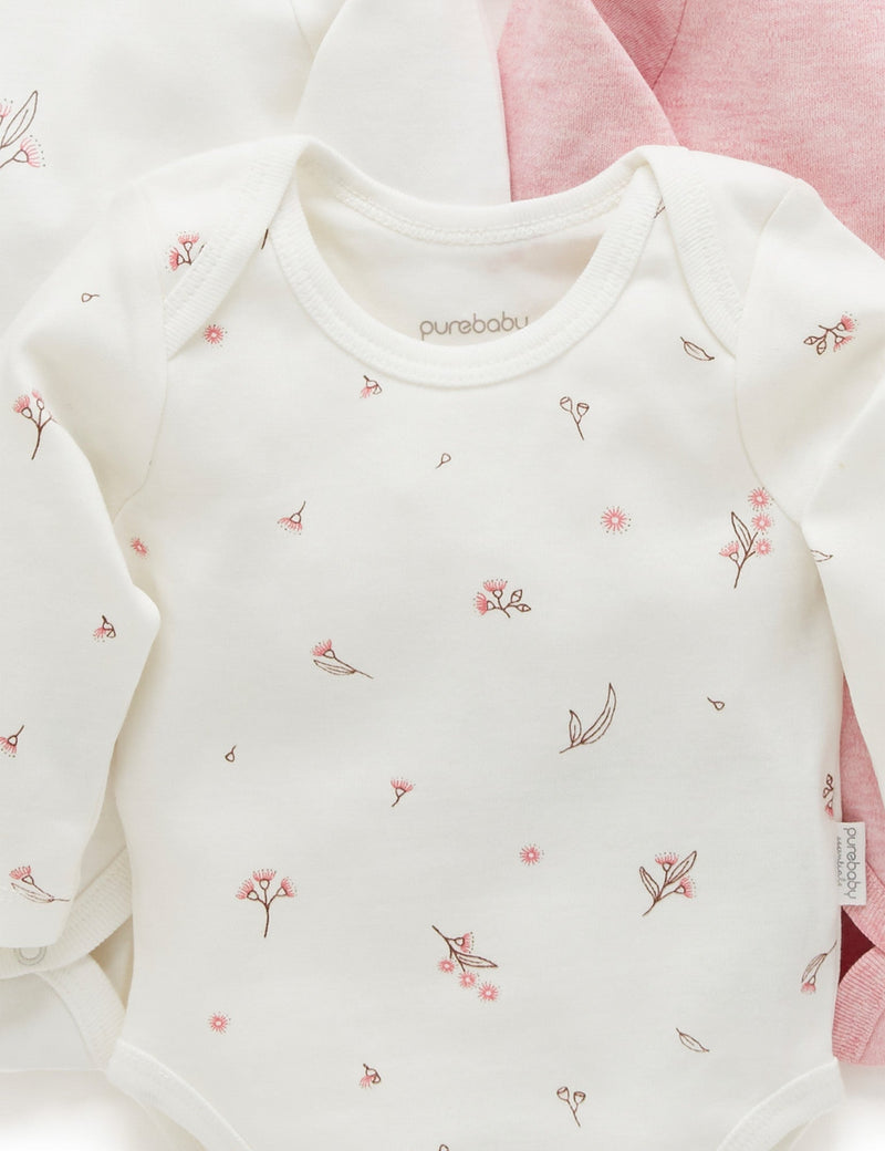 Easy Neck L/S Bodysuit 4 pack - Vanilla Blossom Pack