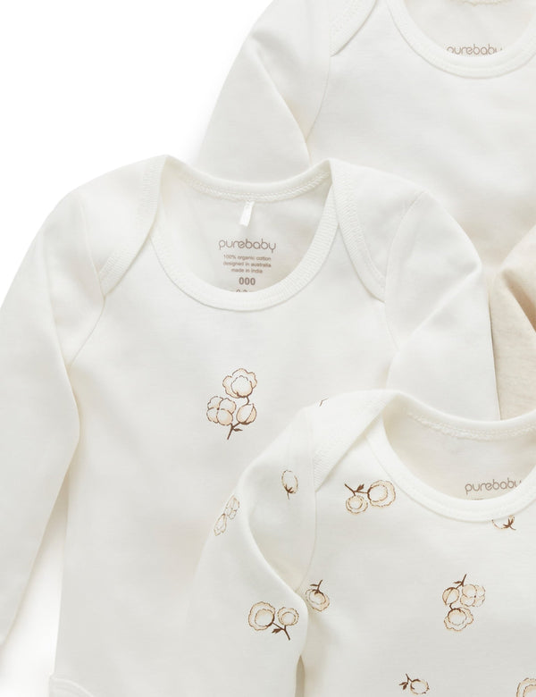 Easy Neck L/S Bodysuit 4 pack - Vanilla Cottonbud Pack