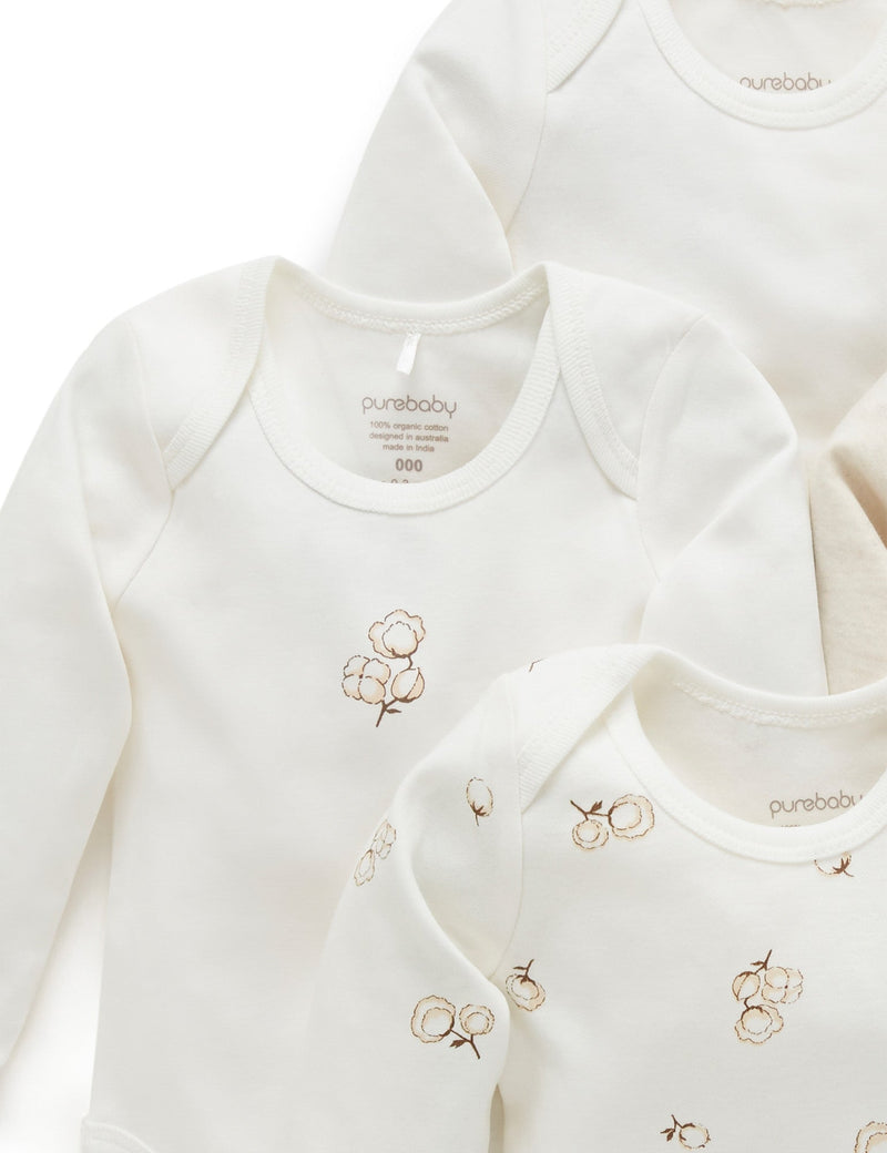 Easy Neck L/S Bodysuit 4 pack - Vanilla Cottonbud Pack