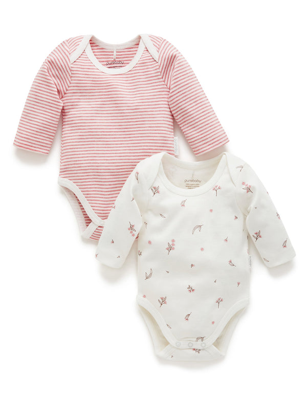 Easy Neck L/S Bodysuit 2 pack - Vanilla Blossom Pack