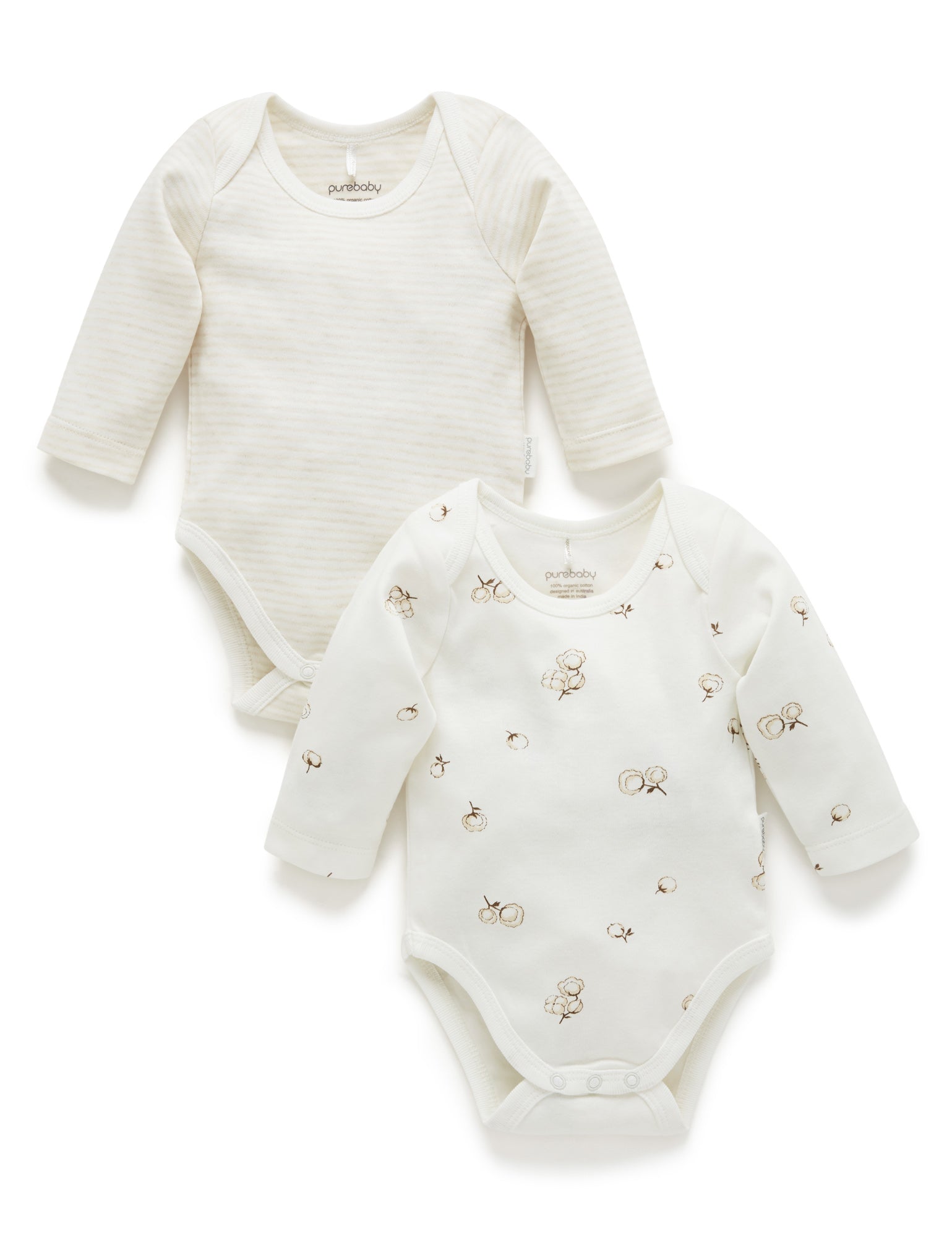 Easy Neck L/S Bodysuit 2 pack - Vanilla Cottonbud Pack