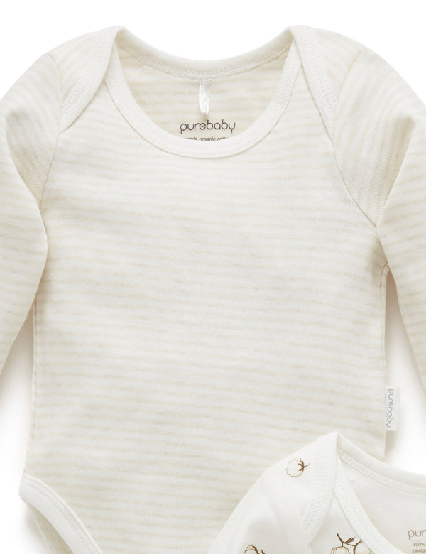 Easy Neck L/S Bodysuit 2 pack - Vanilla Cottonbud Pack