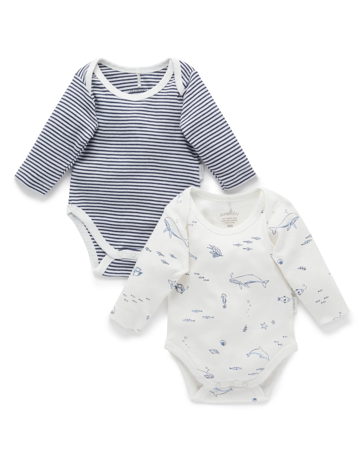 Easy Neck L/S Bodysuit 2 pack - Vanilla Nautical Pack