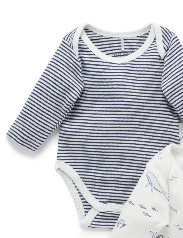 Easy Neck L/S Bodysuit 2 pack - Vanilla Nautical Pack