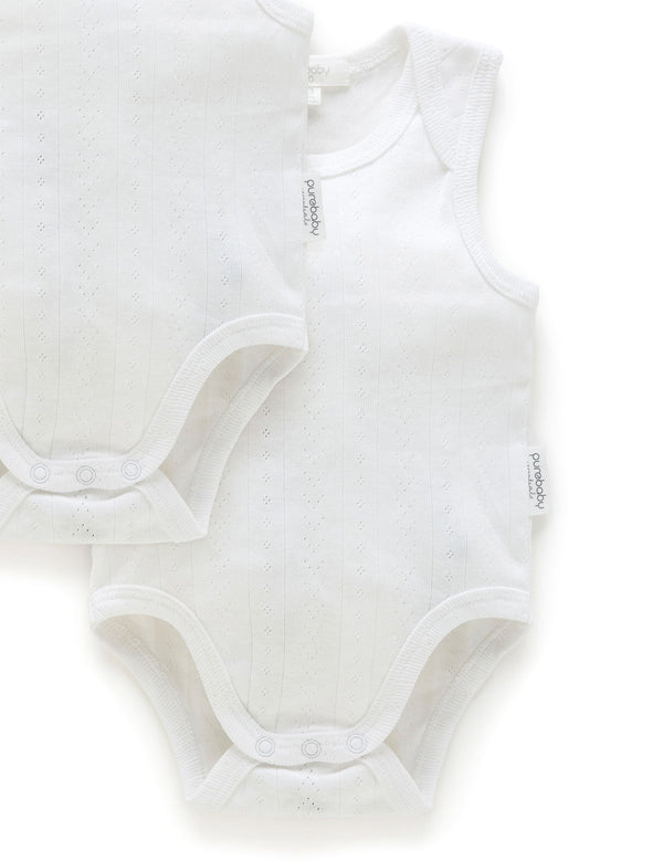 Point. Singlet Bodysuit 2 Pack - White