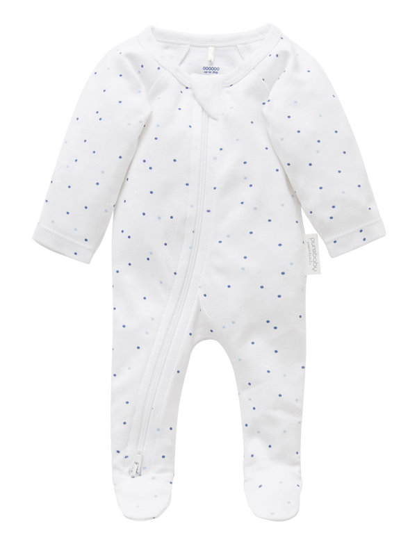 Premi Zip Growsuit - Pale Blue Spot