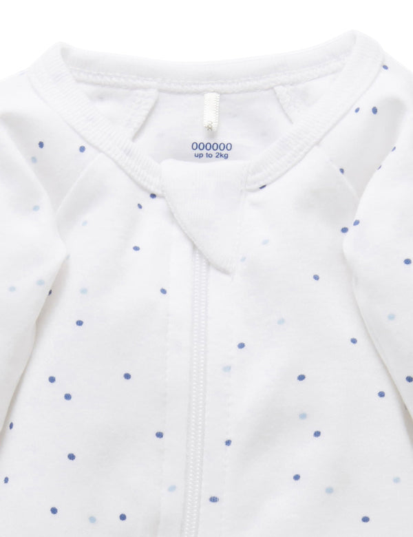 Premi Zip Growsuit - Pale Blue Spot