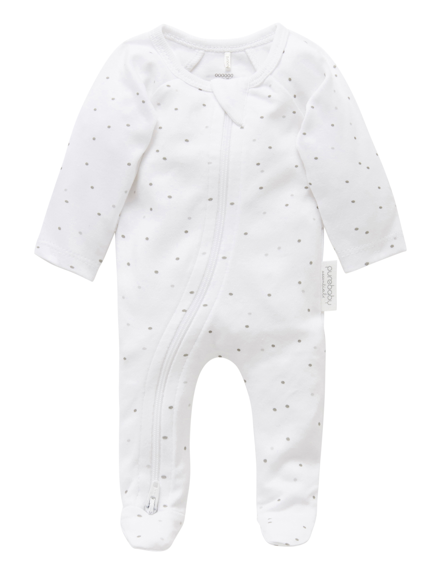 Premi Zip Growsuit - Pale Grey Spot