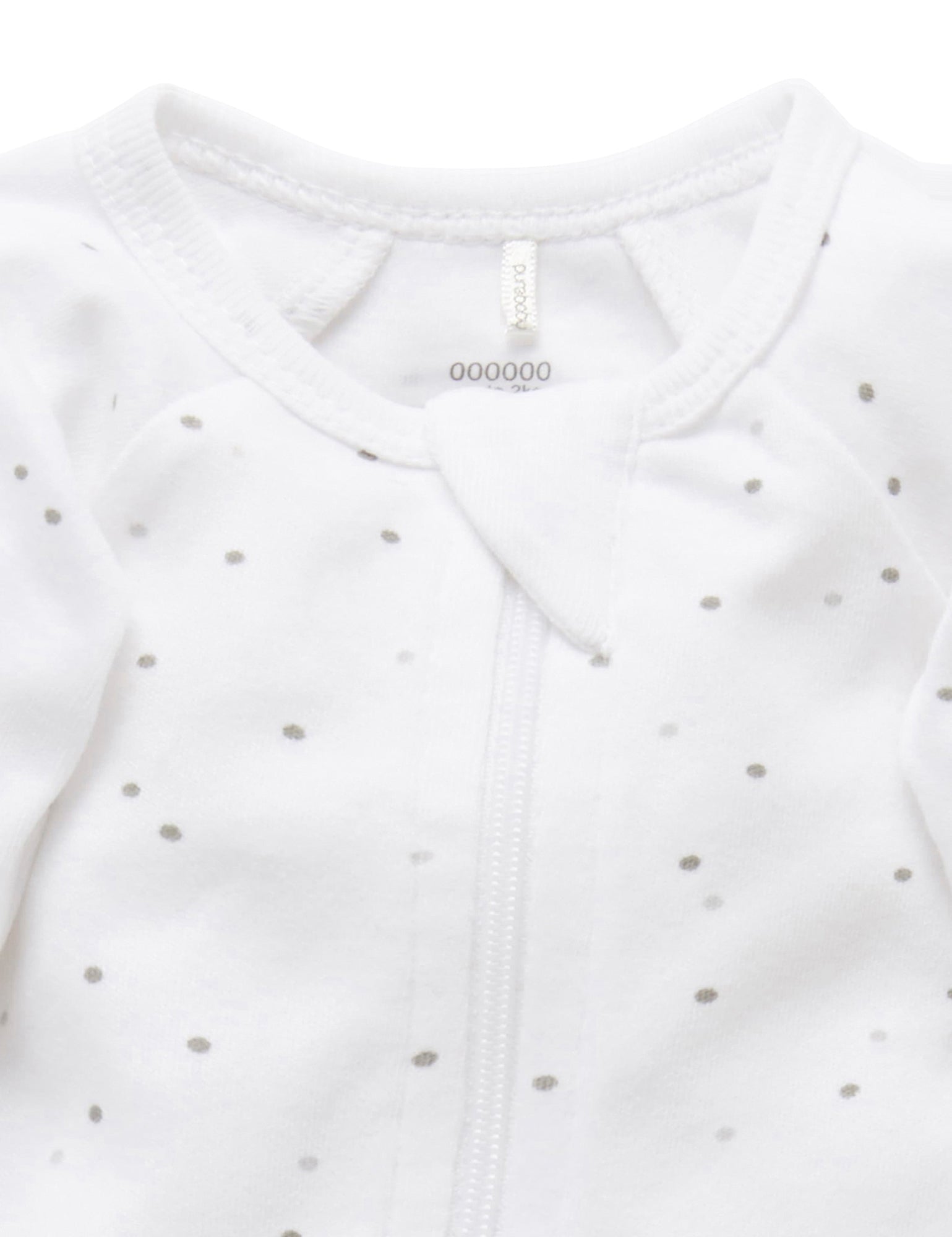 Premi Zip Growsuit - Pale Grey Spot