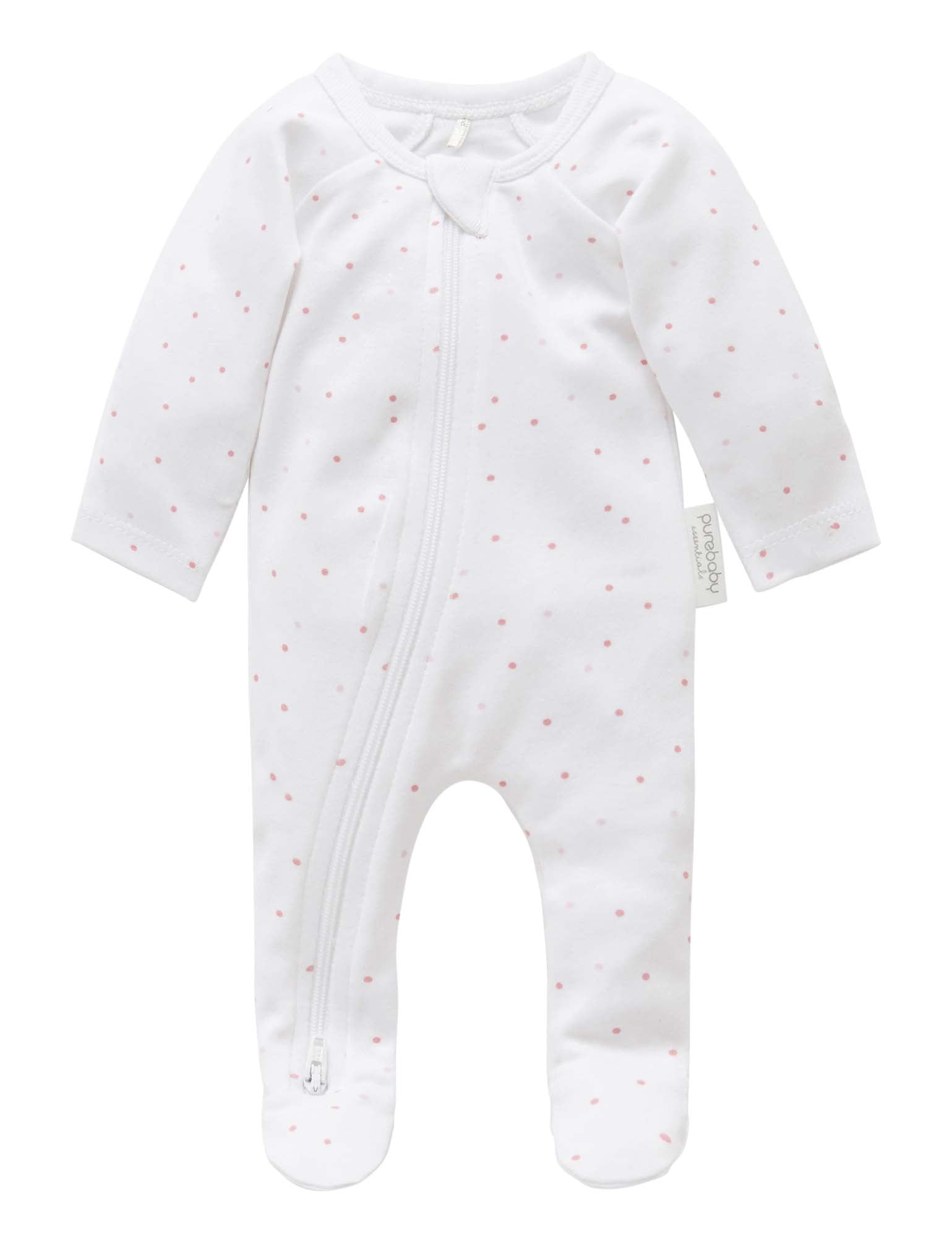 Premi Zip Growsuit - Pale Pink Spot