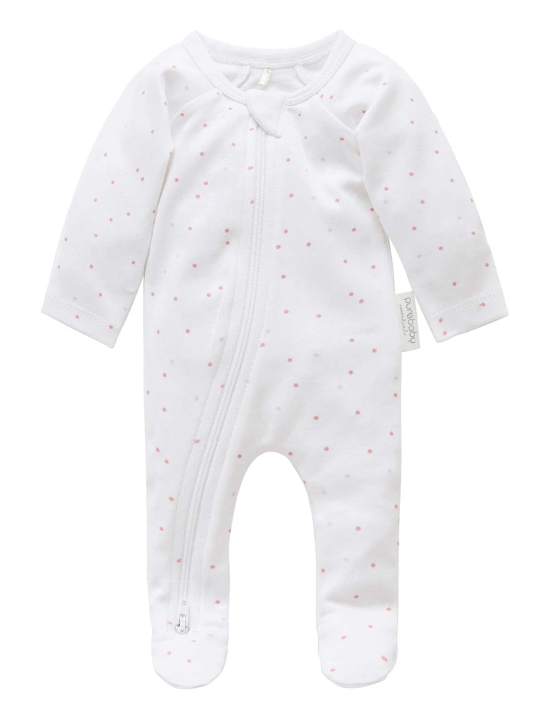Premi Zip Growsuit - Pale Pink Spot