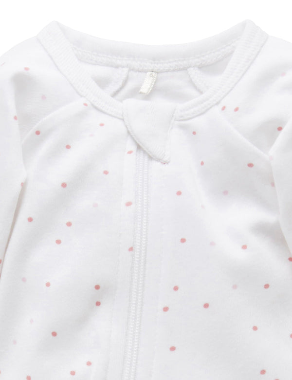 Premi Zip Growsuit - Pale Pink Spot