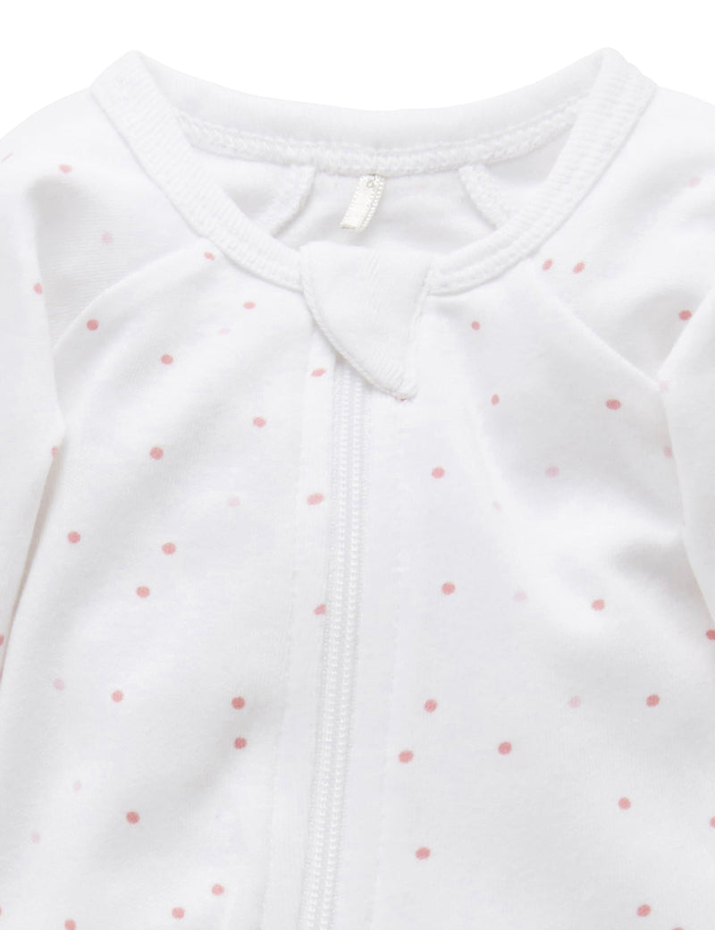 Premi Zip Growsuit - Pale Pink Spot