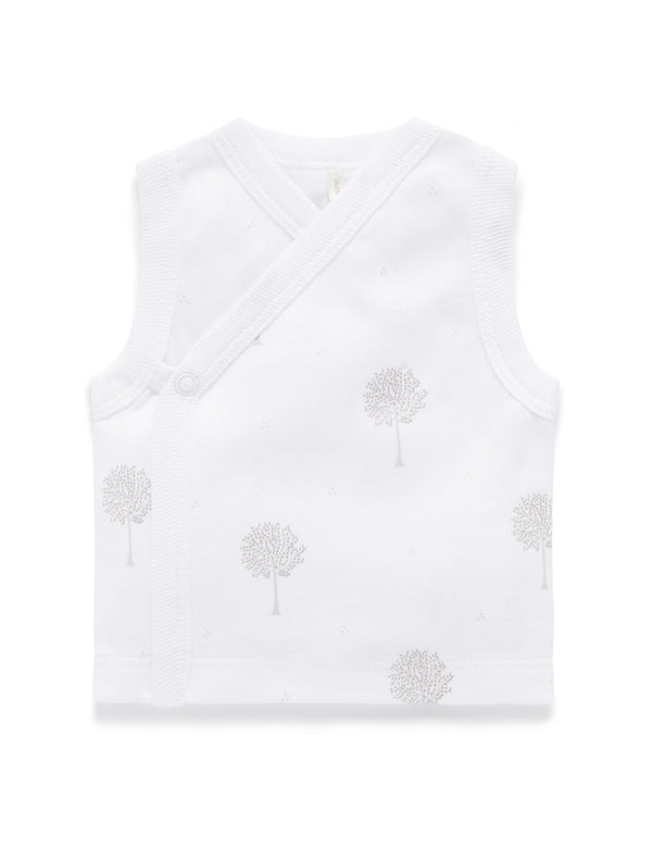 Cross Over Singlet - Pale Grey Tree