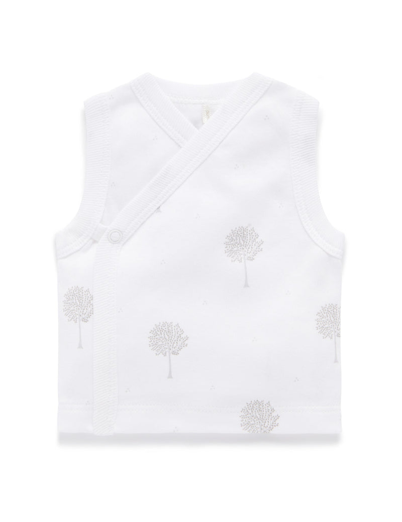 Cross Over Singlet - Pale Grey Tree