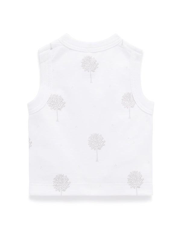 Cross Over Singlet - Pale Grey Tree