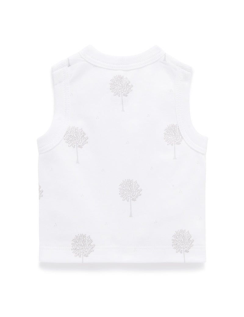 Cross Over Singlet - Pale Grey Tree