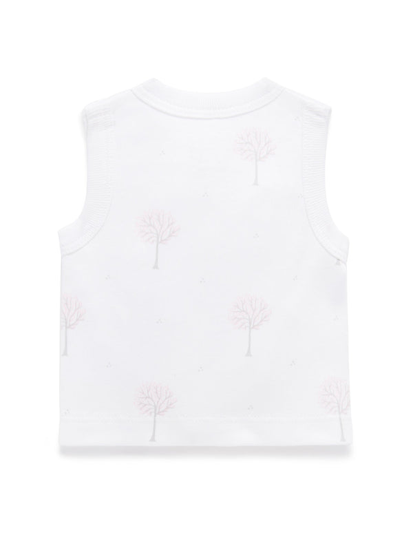 Cross Over Singlet - Pale Pink Tree
