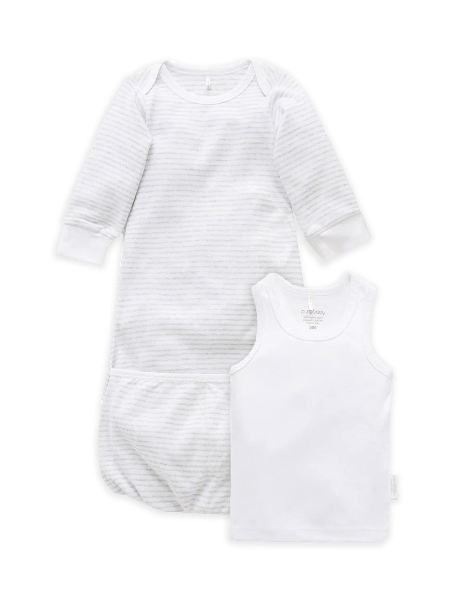 Sleepsuit Bundle - Pale Grey Melange Stripe