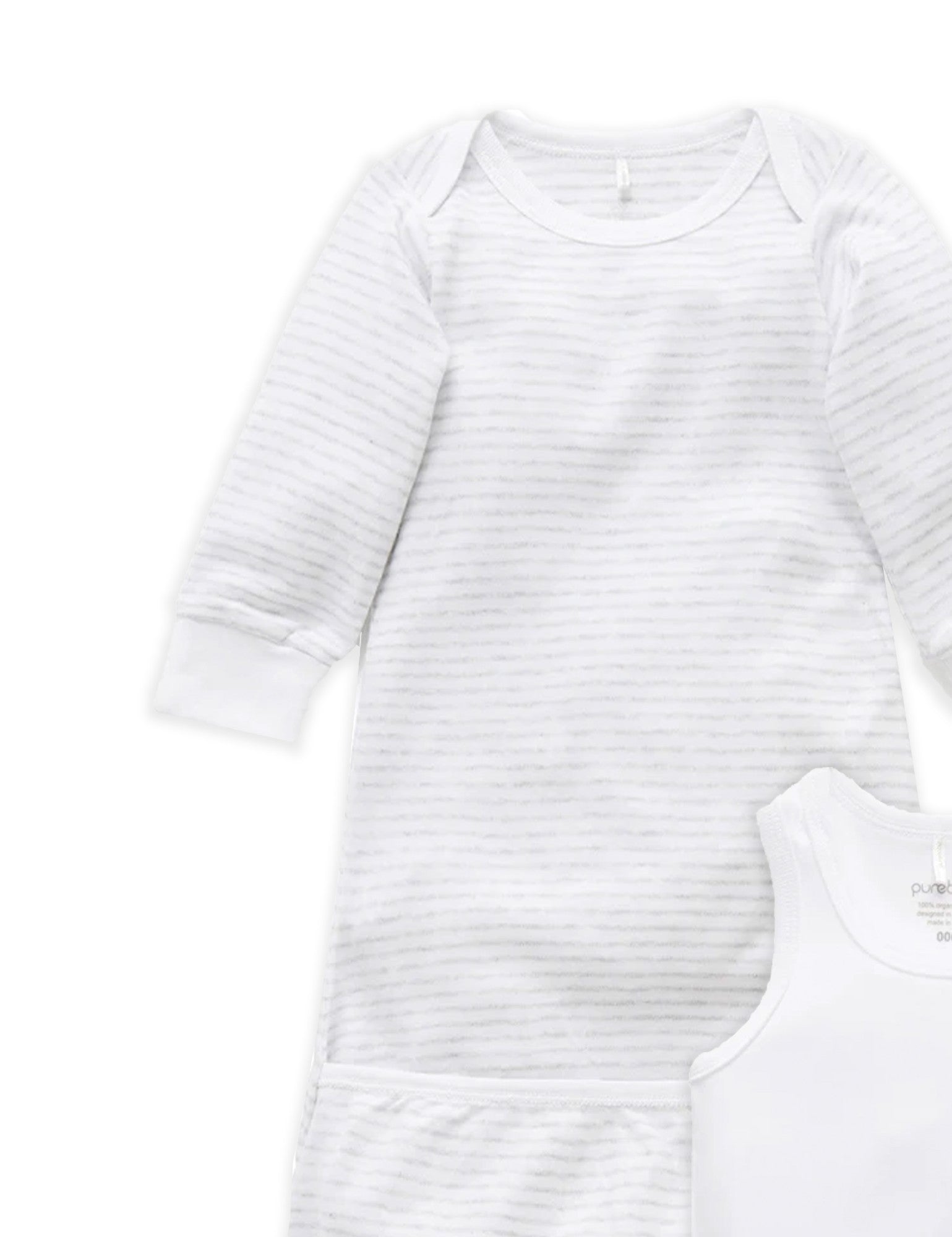 Sleepsuit Bundle - Pale Grey Melange Stripe