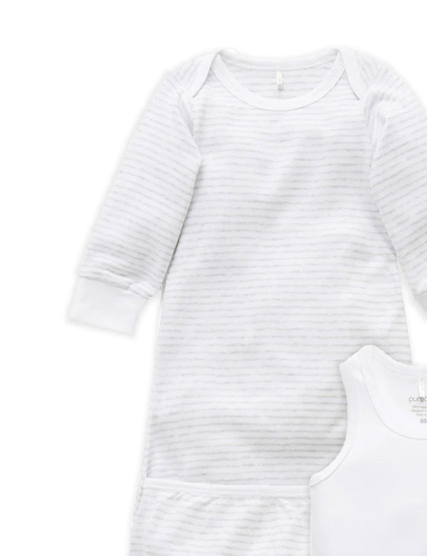 Sleepsuit Bundle - Pale Grey Melange Stripe