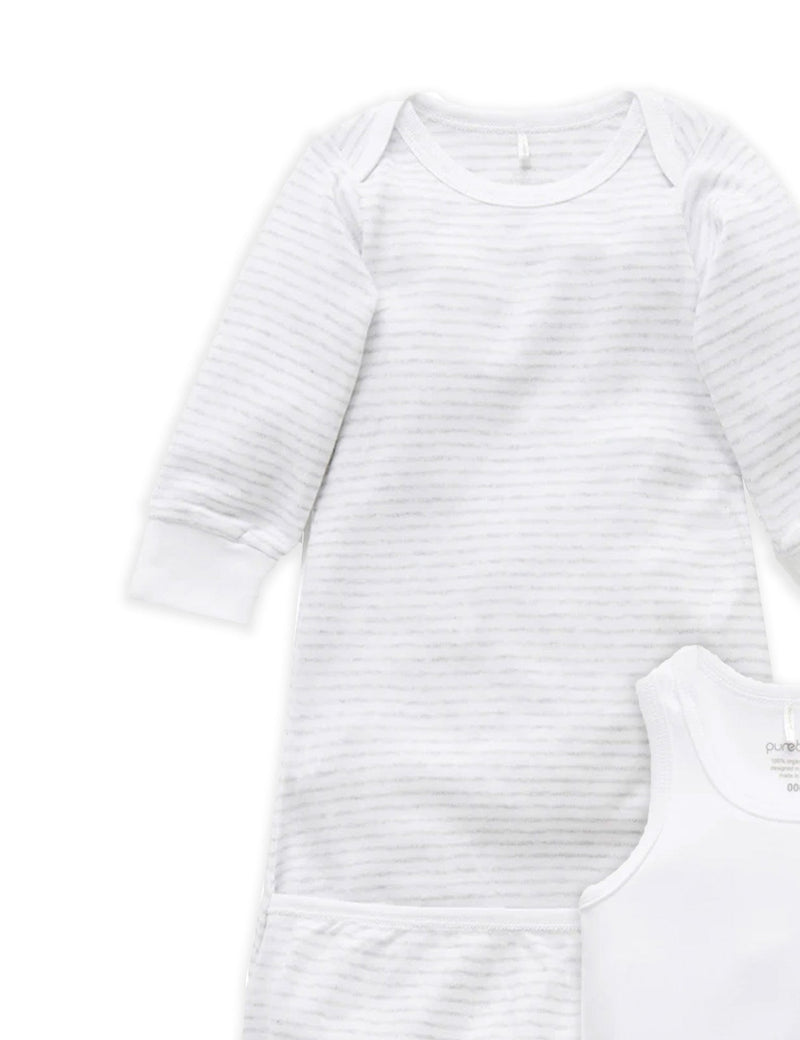 Sleepsuit Bundle - Pale Grey Melange Stripe