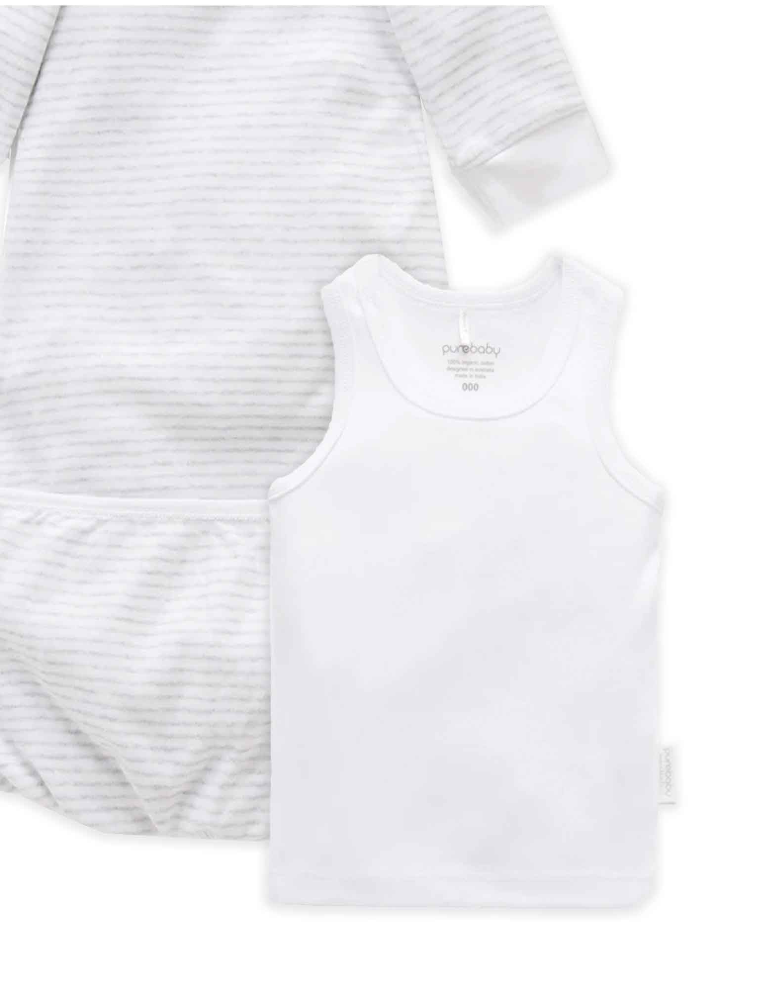 Sleepsuit Bundle - Pale Grey Melange Stripe