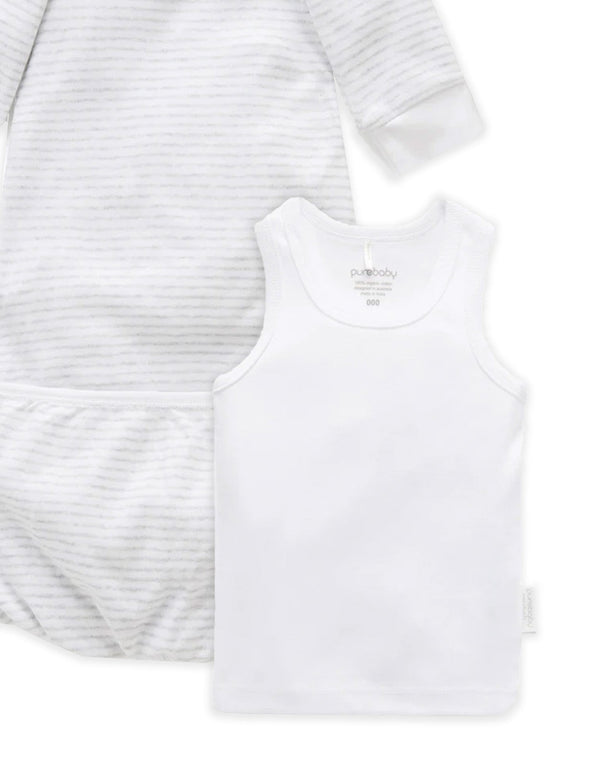 Sleepsuit Bundle - Pale Grey Melange Stripe