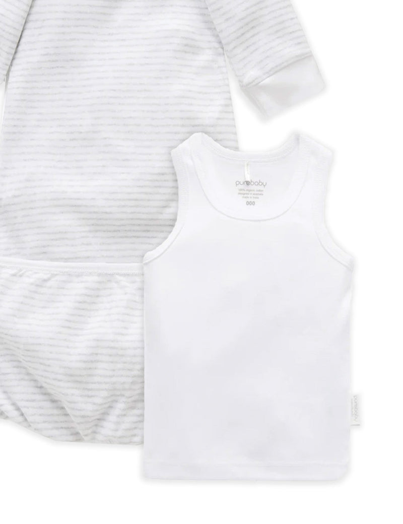 Sleepsuit Bundle - Pale Grey Melange Stripe