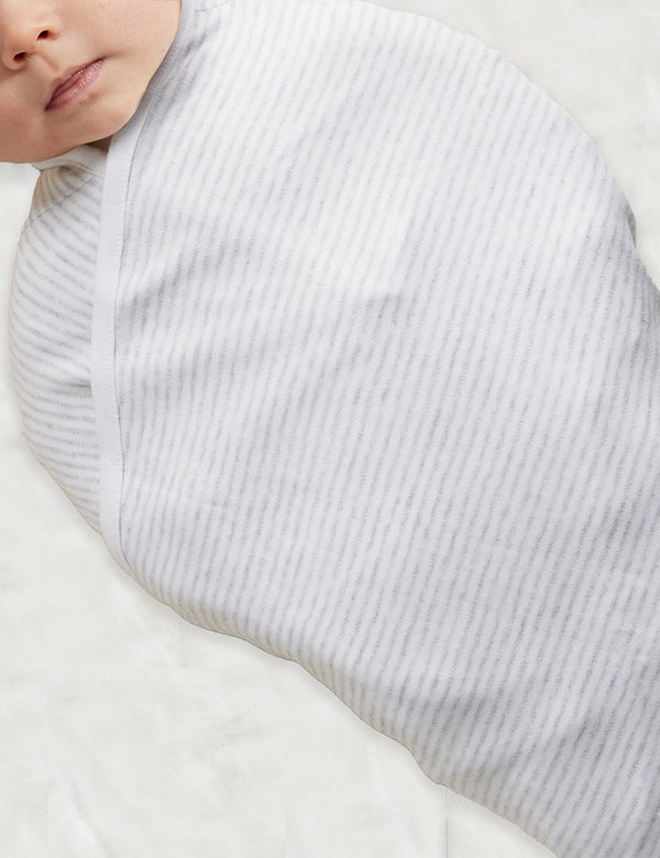 Cocoon Wrap Interlock - Pale Grey Melange Stripe
