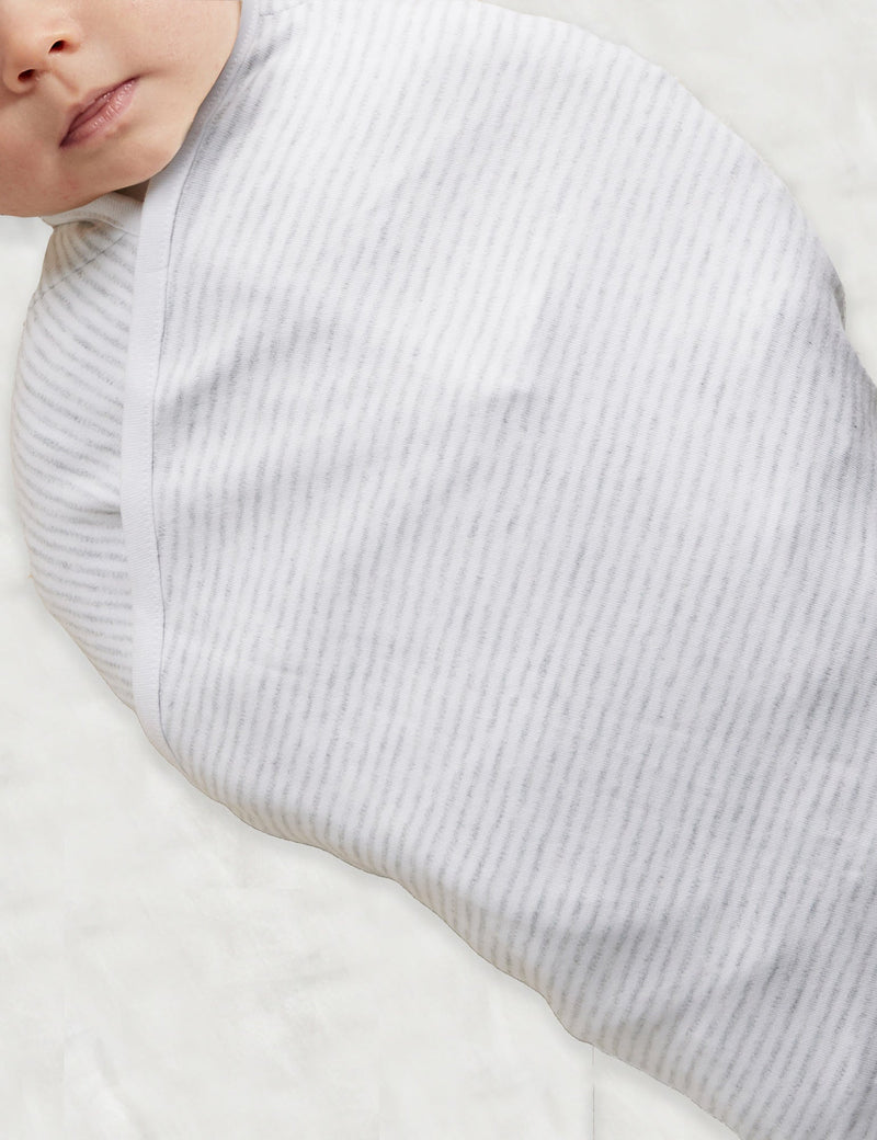 Cocoon Wrap Interlock - Pale Grey Melange Stripe