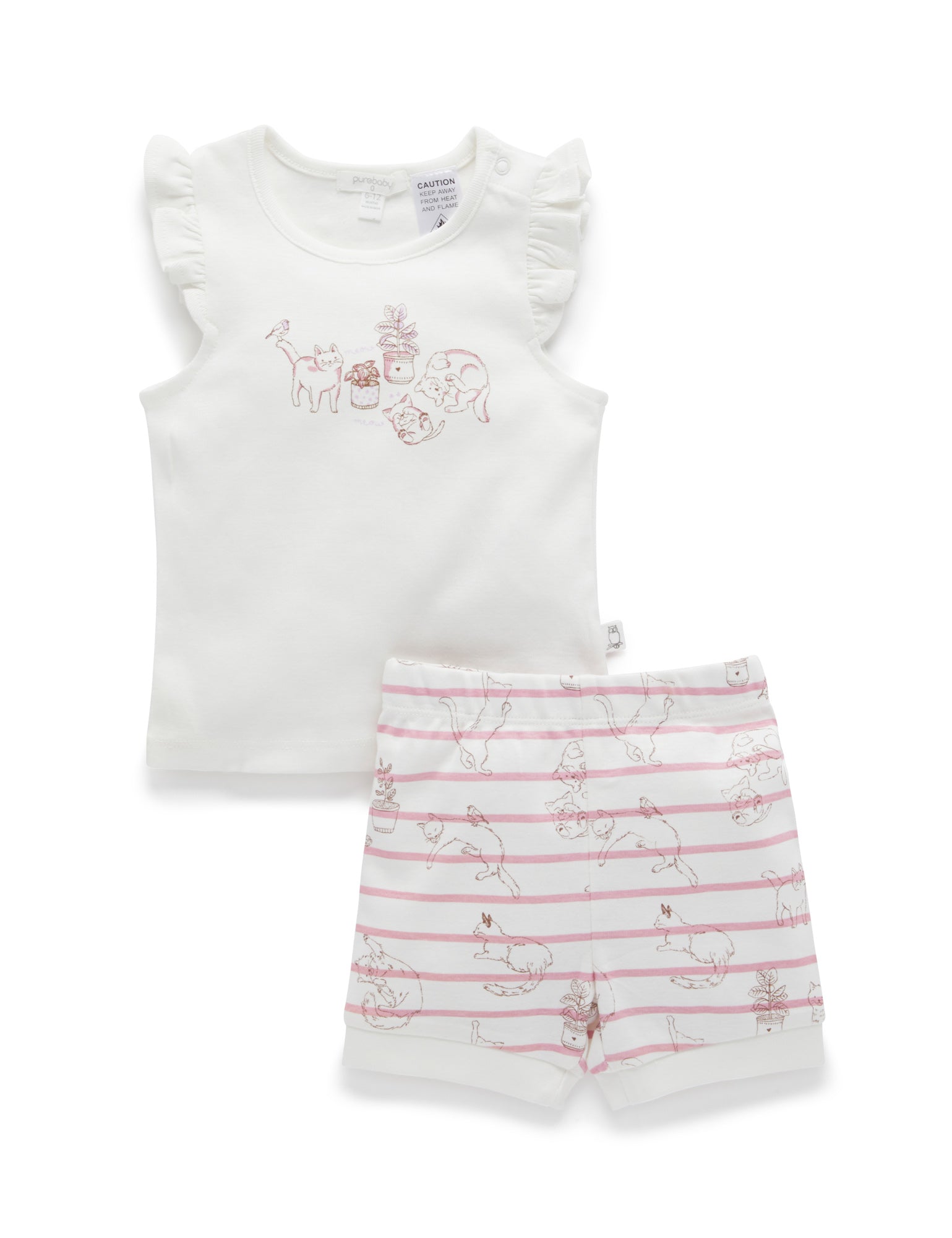Ruffle PJ Set - Purrfect Friends