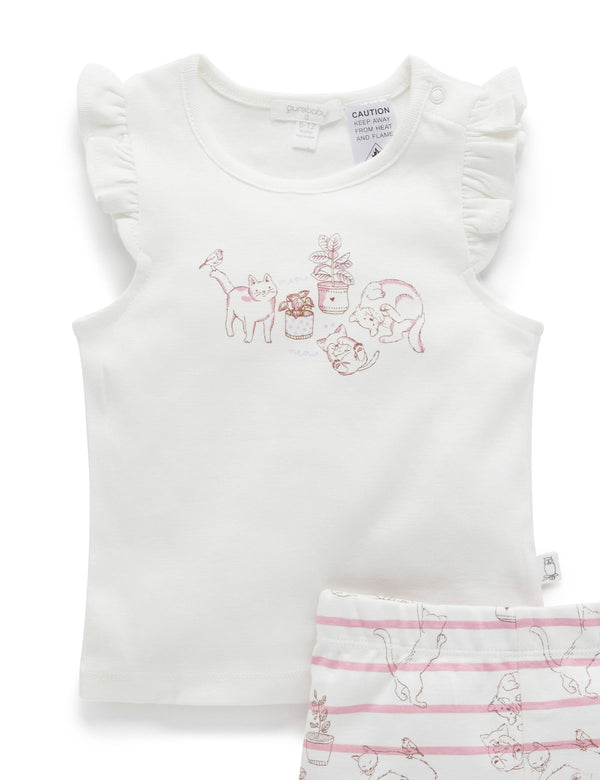 Ruffle PJ Set - Purrfect Friends