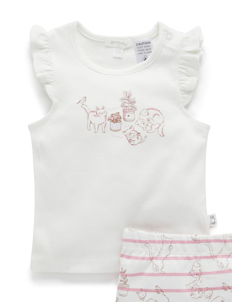 Ruffle PJ Set - Purrfect Friends