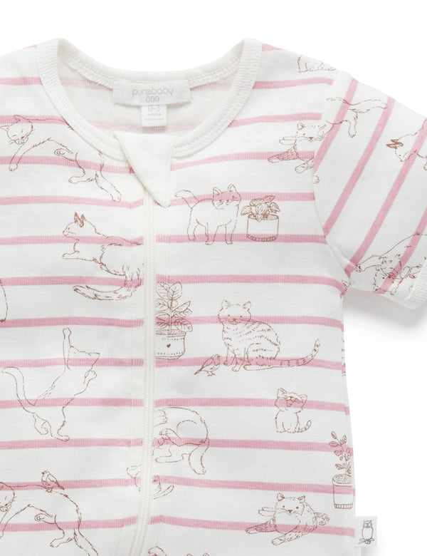 Zip Footless Sleepsuit - Purrfect Friends