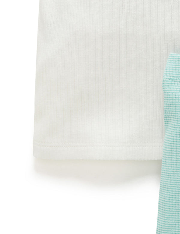 Rib Short PJ Set - Aquamarine Stripe