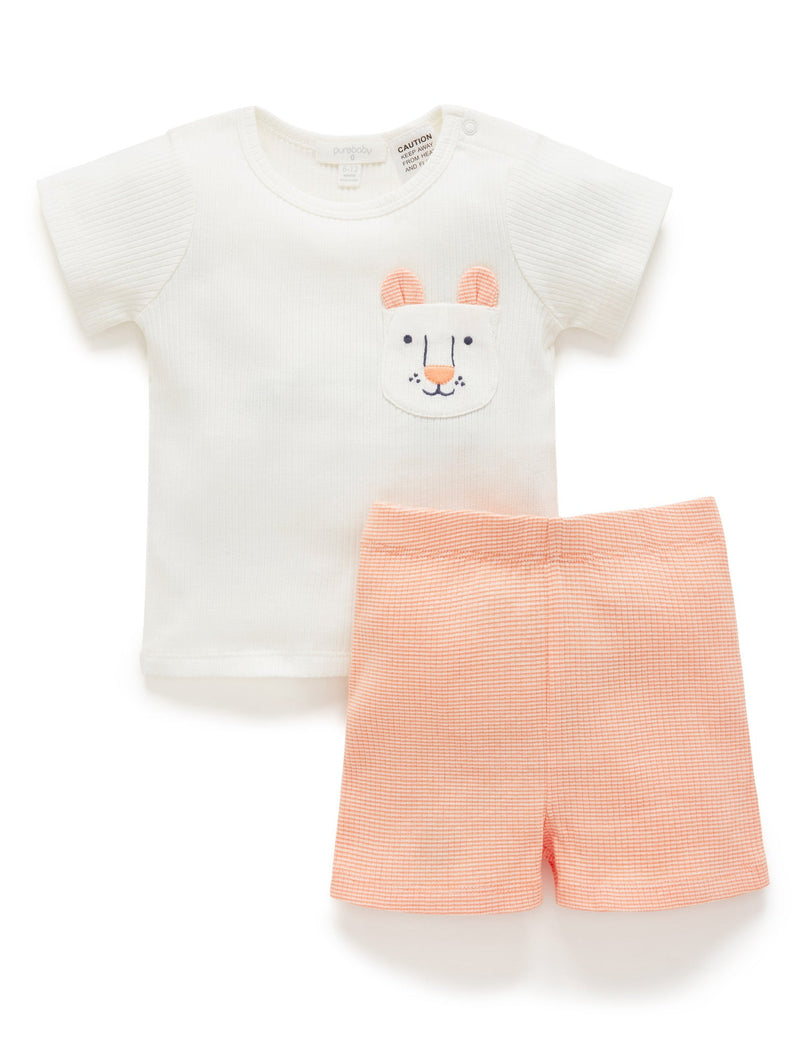 Rib Short PJ Set - Orange Stripe