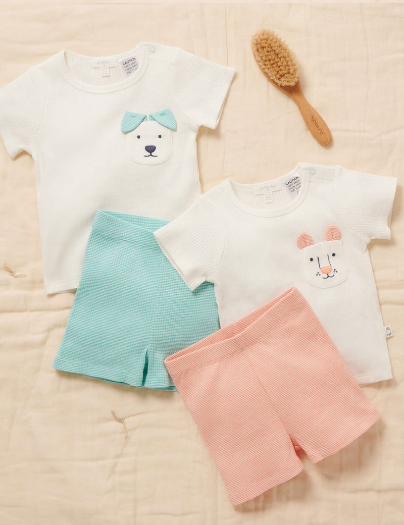 Rib Short PJ Set - Orange Stripe