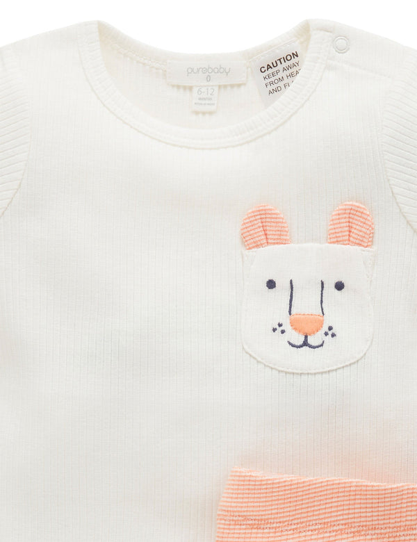 Rib Short PJ Set - Orange Stripe
