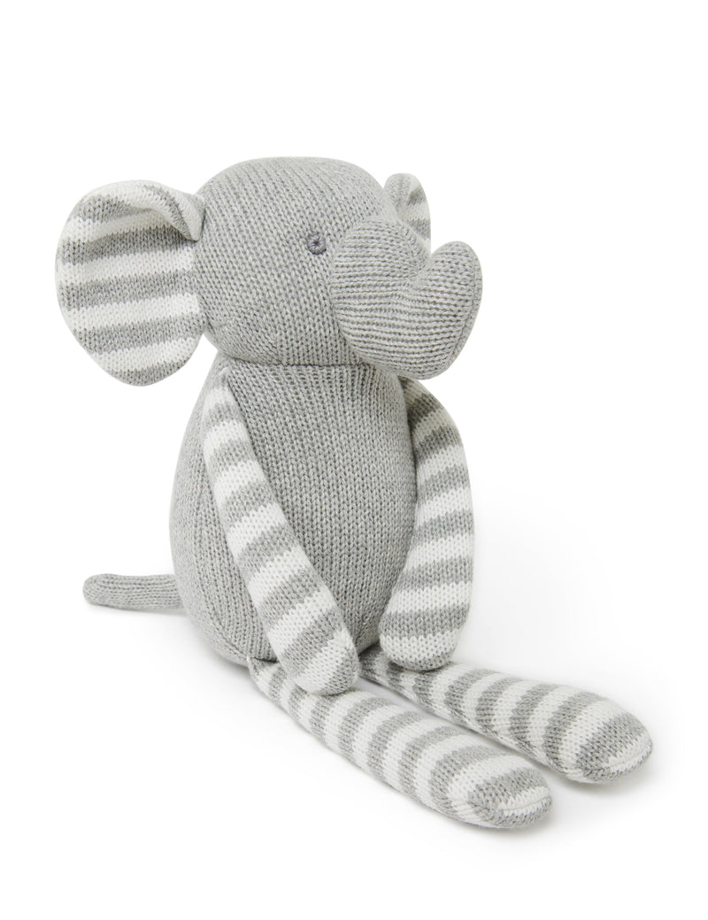 Knitted Elephant Toy - Grey