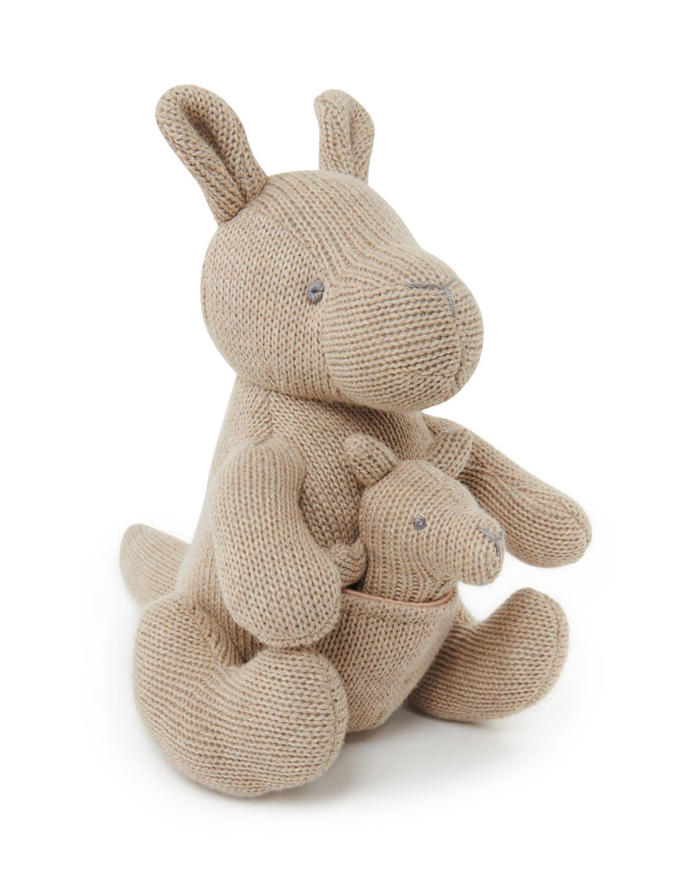 Knitted kangaroo Toy - Camel