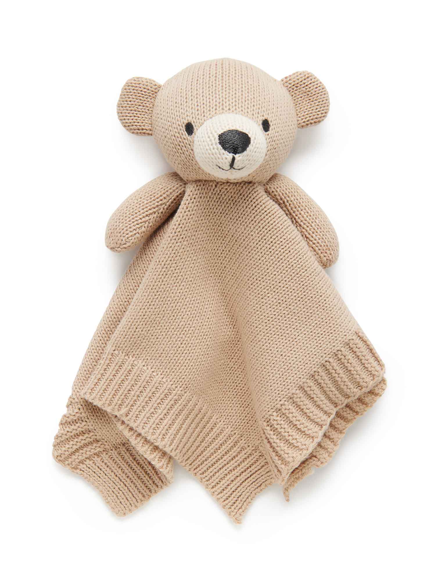 Knitted Bear Comforter - Camel