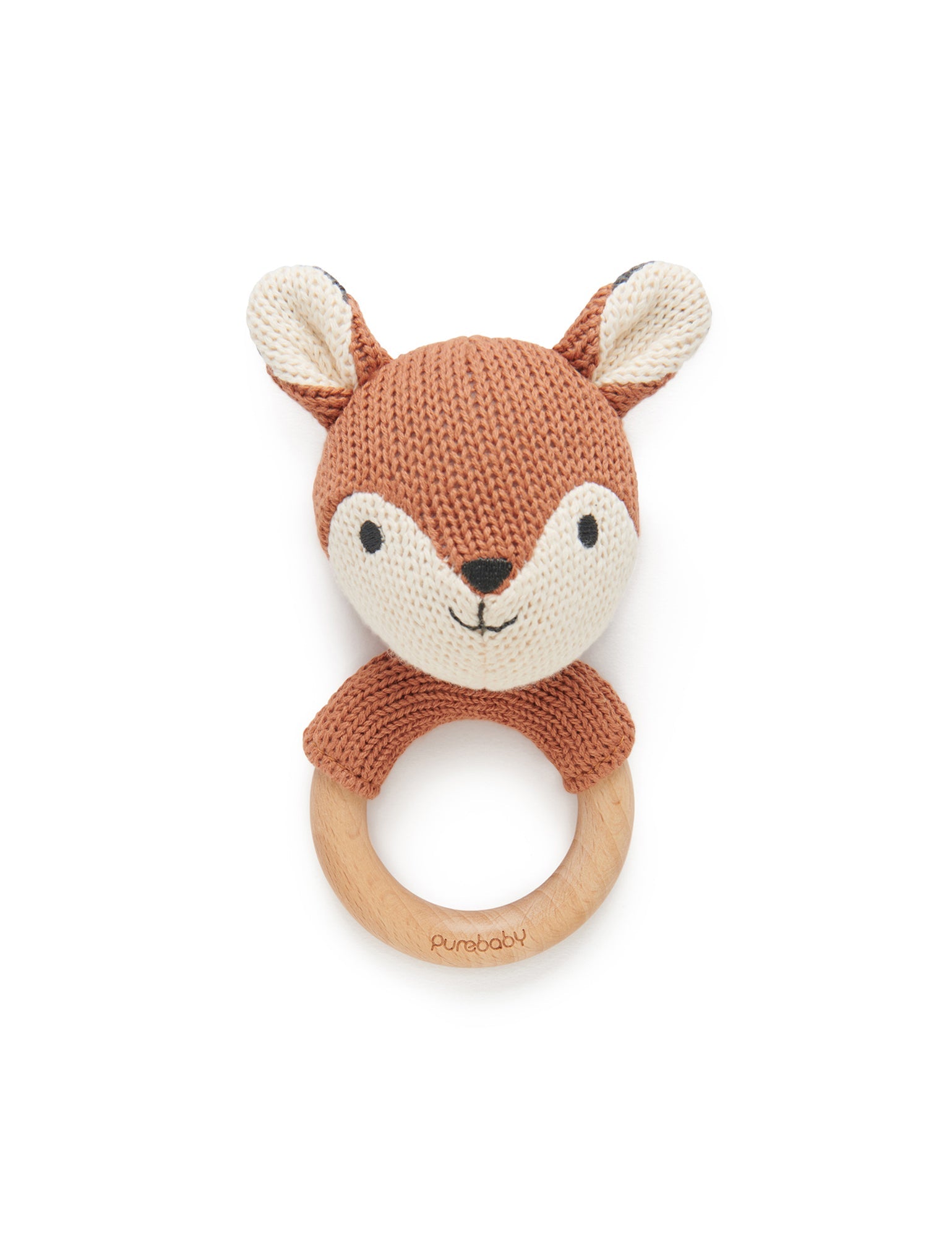 Knitted Fox Rattle - Maple